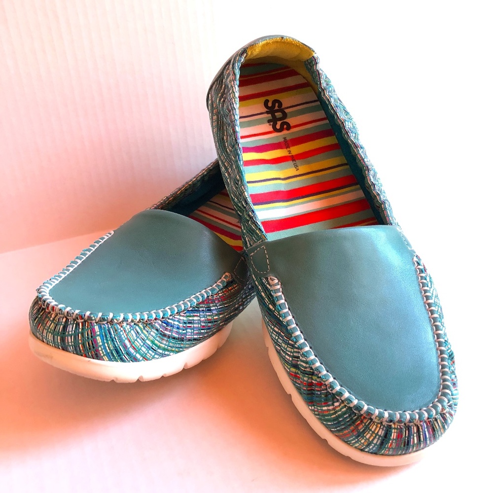 SAS Sunny Slip On Loafer - DOUBLE WIDE - Turq/Mult